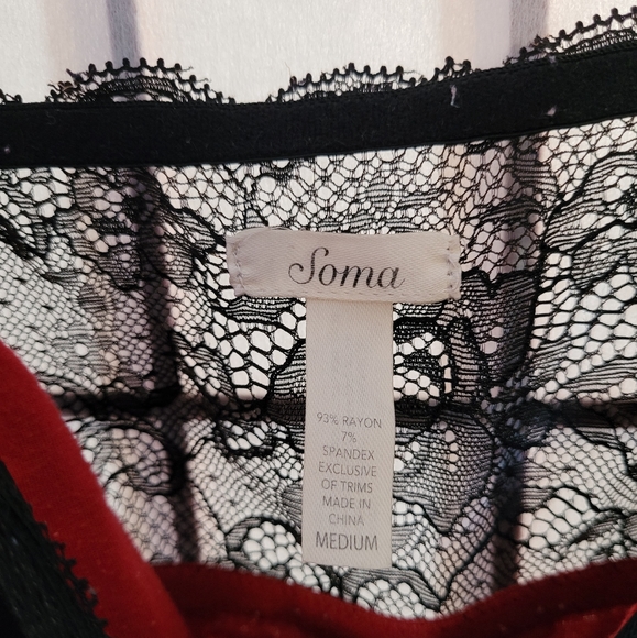 Soma Red Chemise/Nightgown with Black Lace Size M - Picture 4 of 4